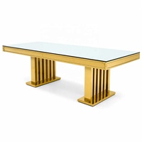 Table d'appoint de luxe en verre et acier inoxydable pour décoration de mariage et événements