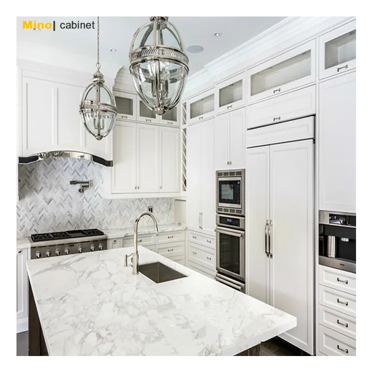 Customized Logo Fluted Kitchen And Bath Modern Design Metal Laminate Cornet Glossy Kitchen Cabinets