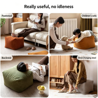Housse de canapé pliable en velours côtelé, pouf de rangement carré avec housse amovible, pouf sac de rangement pour usage domestique multifonctionnel