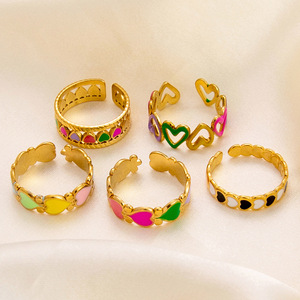 Anillo Abierto Chapado en Oro con Forma de Corazón, Joyería de Moda para Mujer, Regalo Estilo INS - Product Image 1