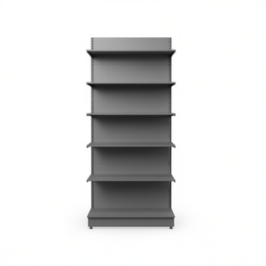 Column Display Stand 6 Tier Metal Iron Dark Gray Adjustable Height Freestanding Vertical Storage Shelf Modern Style - Product Image 1