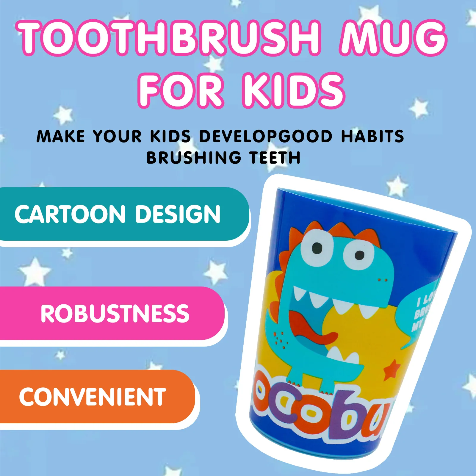 Brosse à dents dessin animé pour enfants avec tasse