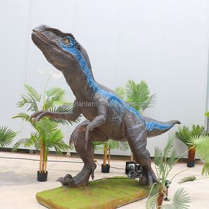 Sculpture de dinosaure Velociraptor mécanique animatronique grandeur nature en métal imperméable pour usage extérieur dans les centres commerciaux et les écoles - Product Image 2