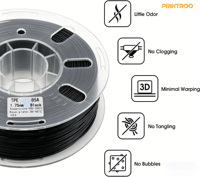 Filament d'imprimante 3D flexible PRINTROO TPE 85A, haute élasticité, matériau résistant à l'usure pour la création de prototypes personnalisés de précision