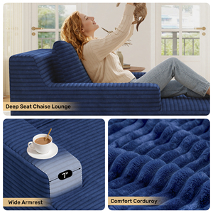 Sofá Cama Individual Extra Grande Reclinable de Terciopelo, Envasado al Vacío, Sin Ensamblaje, para Dormitorio, Sala de Estar y Uso en Exteriores - Product Image 3