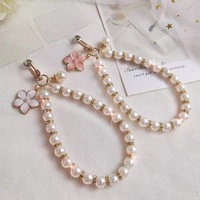 Porte-clés tendance en plastique avec perles, fleur, bijou pour femme, pendentif perle, coquillage, breloque pour sac, accessoire pour clé de voiture