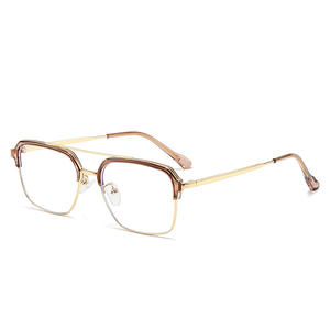 Lunettes de vue demi-cerclées rectangulaires pour hommes Qianai, verres anti-lumière bleue, P2-23045 - Product Image 1