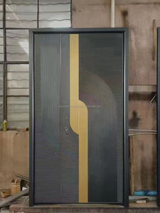 Porte d'entrée double style français Skyland avec pivot en verre et acier - Product Image 1
