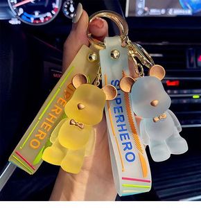 En gros Porte-clés en PVC Ours de dessin animé couleur gelée avec cordon, pour clés de voiture et décoration de sac - Product Image 2