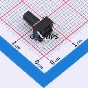 TSA06131-095B332BA Tactile Switch Through hole-4P,6.1x6.1mm Switch Single Pole Single Throw Round Button 1.8N 6.1mm - Product Image 2