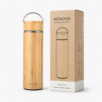 Rewood Custom Bamboo Stainless Steel Air Pressure Insulated Mug Cangkir Termos Pribadi Berkapasitas 450/500ml untuk Kantor