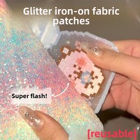 Feuilles de transfert thermique en tissu à paillettes arc-en-ciel pour puzzle de perles faites à la main, paillettes en poudre épaisse dégradées, paillettes de cuisson, fleur en EVA DIY