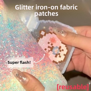 Feuilles de transfert thermique en tissu pour puzzle de perles, paillettes arc-en-ciel, poudre épaisse dégradée, paillettes de cuisson, forme de fleur en EVA, pour DIY - Product Image 2