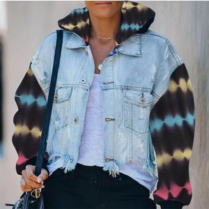 Veste en Jean Denim pour <span class=keywords><strong>femme</strong></span>, sweat-Shirt déchiré, de couleur bleue, nouvelle collection 2022 - Product Image 6