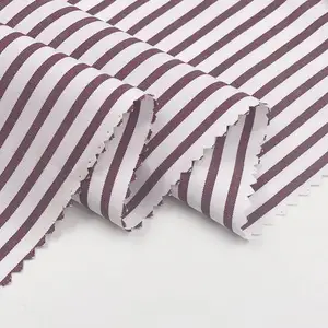 Plain weave 45S poplin TC purple woven yarn dyed cotton polyester blended multi color stripe fabric