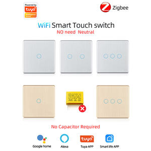 LangYeao nuovo telaio in alluminio vetro spazzolato UK EU 1/<span class=keywords><strong>2</strong></span>/<span class=keywords><strong>3</strong></span> banda relè di tenuta magnetica ZigBee Smart interruttore a parete non neutro senza condensatore - Product Image 2