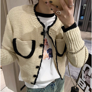 2024 printemps nouveauté à manches longues Cardigan simple poitrine à la mode femmes pull manteau décontracté grande taille solide automne/hiver - Product Image 2