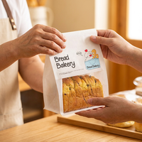 Sac en papier personnalisé avec logo, fermeture à lien métallique, fenêtre transparente, écologique, pour emballage de boulangerie (croissants au levain, biscuits)