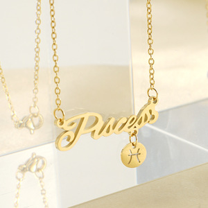 Collier pendentif zodiaque plaqué or 18 carats HP Euramerican Fashion, collier ras <span class=keywords><strong>du</strong></span> cou - Product Image 2