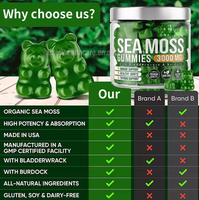 Gummies de mousse de mer pure biologique Ausreson, produits en gel brut, vente en gros, marque privée, huile de nigelle, Ashwagandha, Gummies de mousse de mer