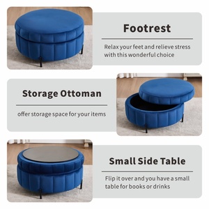Sillón Moderno Giratorio de Terciopelo con Otomana de Almacenamiento, Sillón Acolchado para Sala de Estar - Product Image 4