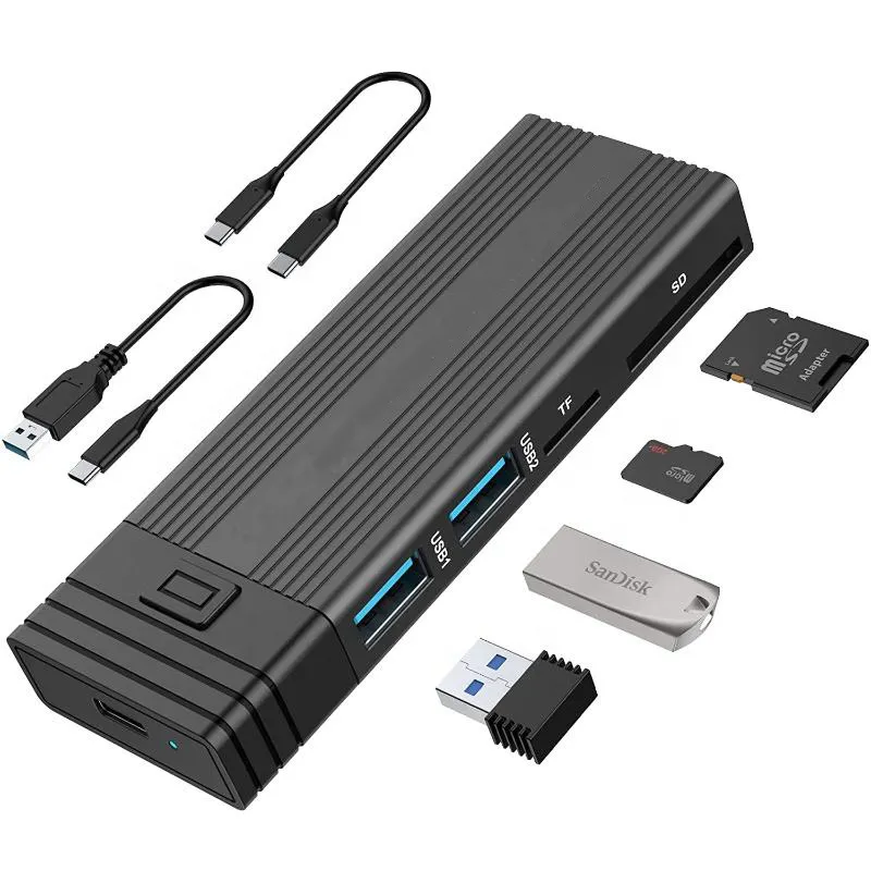 5 in 1 M.2 NVME SSD Enclosure USB-C hub USB2.0 adattatore esterno tipo C Docking Station con lettore di schede SD TF SATA M.2 SSD Box