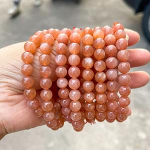 Pulsera de Piedra Redonda de Piedra Solar Naranja 7A, Piedra Lunar Melocotón, Promueve la Vitalidad, la Positividad y la Creatividad, Pulsera de Piedras Preciosas para Mujer - Product Image 3