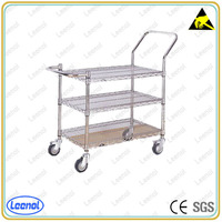 Leenol Acier au carbone SMD SMT ESD PCB Étagère à bobine 5 niveaux Fil de chrome Étagères de stockage Rack Chariot Chariot