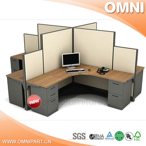 Omni hiện đại 4-người Modular văn phòng máy trạm thép và gỗ <span class=keywords><strong>cubicle</strong></span> đồ nội thất với kính phân vùng cho các trường học bệnh viện - Product Image 5