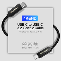 Cable de Datos USB 3.2 Gen2 Tipo-C de 20 Gbps de Alta Velocidad con Trenzado de Nailon para Computadora