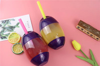 MAYSURE Bouteille en plastique PET en forme d'œuf de 16oz 500ml pour jus de fruits, lait, thé, pot à bonbons pour le stockage des boissons