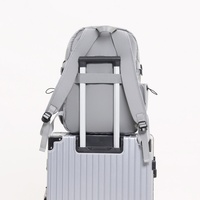 Mochila de Viaje Unisex Impermeable de 20-36L, de Poliéster Oxford Transpirable con Cierre, Moderna y a la Moda, para Computadora, Estilo Preppy, Color Sólido