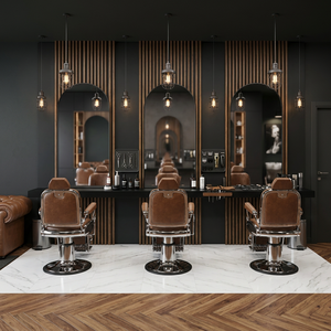 Modern Wood Triple Single Mirror Station <b>Salon</b> Furniture-Foldable Commercial Use for Beauty <b>Salon</b> Hotel Gym & Mall & Workshop - Product Image 3