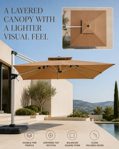 Parasol romain cantilever 3m 2.5m, mât en aluminium 77mm, tissu PU 180g, inclinable, rotation 360°, design moderne, résistant à l'eau, pour extérieur - Product Image 5