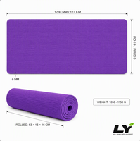 Tapis de yoga en PVC 173x61cm 6mm, tapis d'exercice antidérapant pour yoga, plank, danse, gym à domicile, débutant