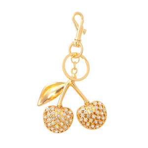 Porte-clés Bling en métal cerise avec strass étincelants, pendentif pour sac en cuir, breloque pour sac, anneau porte-clés - Product Image 1