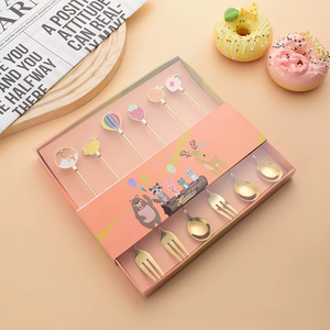 Nouvelle mode 304 couverts en acier inoxydable fourchette cuillère dessin animé argenterie cuillère à Dessert fourchette à fruits cuillère à café ensemble <span class=keywords><strong>de</strong></span> couverts - Product Image 4