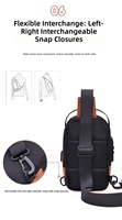 Sac de poitrine antivol pour homme, en polyester imperméable et PU, durable, tendance, léger, sac à bandoulière, sac à dos, avec port USB pour la charge