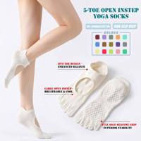 Chaussettes Bioserica Era avec logo personnalisé, cinq orteils séparés, en coton, anti-humidité, pour yoga, à bout ouvert, avec grip