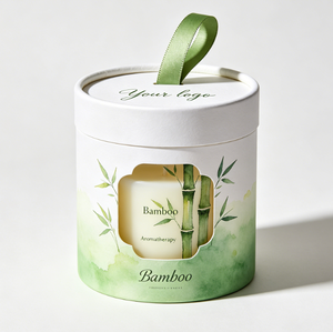 Customizable Aromatherapy Candle Paper Tube Packaging with Window and Ribbon Handle Eco-Friendly Custom Logo Design - Product Image 2