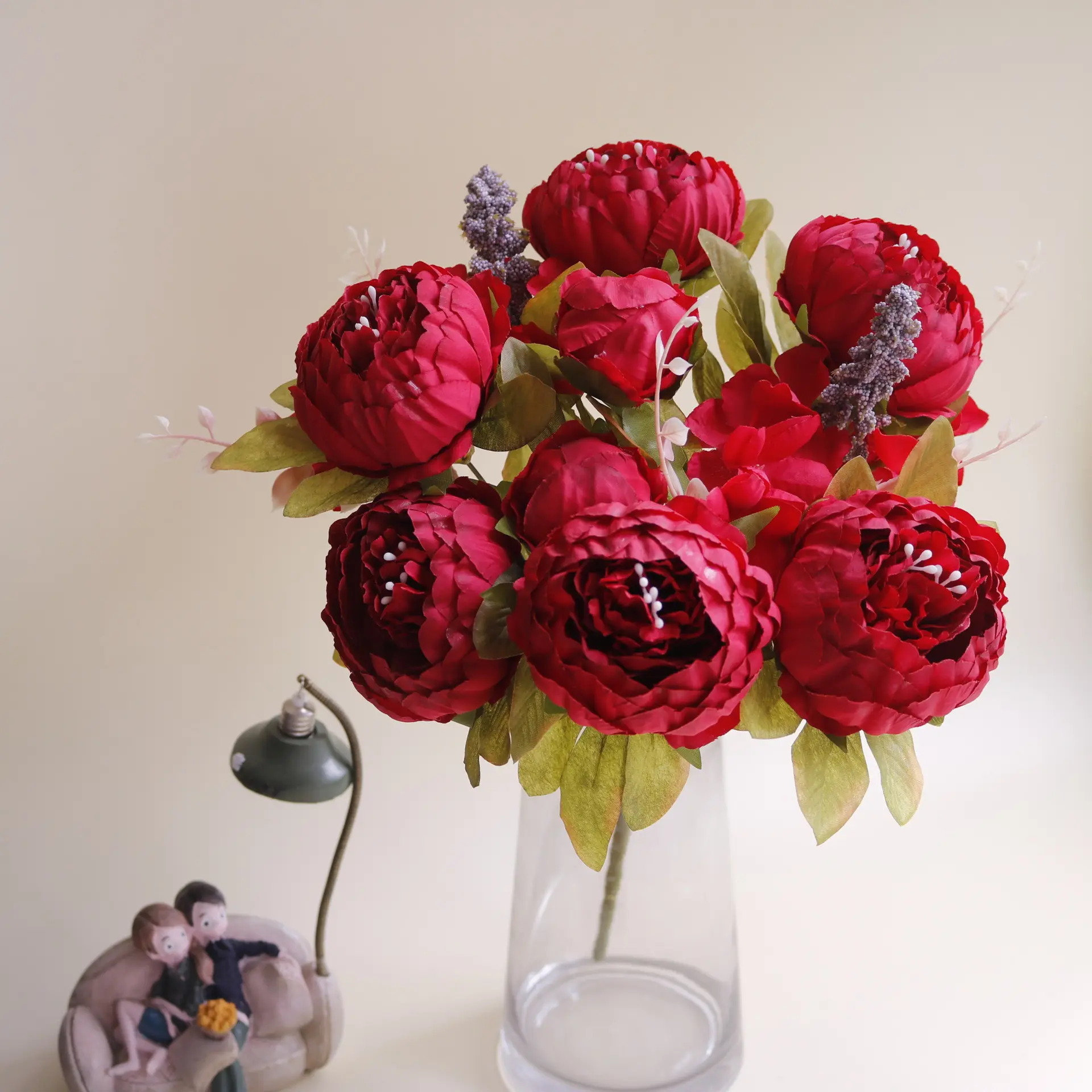 シルク牡丹の花卸売混合牡丹の花シャンパン赤いバラ造花ブーケ花用品ブーケ用