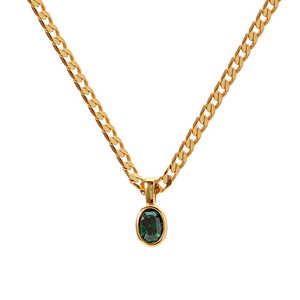 عقد من الزركون بلون ذهبي 18 قيراط من الفولاذ المقاوم للصدأ رائج للبيع بالجملة - Product Image 1