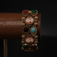 Bracelet vintage, style rétro haut de gamme, en alliage de cuivre, pierre naturelle, tendance
