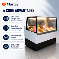 Vitrine Commerciale à Gelato à Angle Droit, Congélateur à Glace en Verre Droit, Double Rangée, Grande Capacité, Congélation Turbo pour Magasin