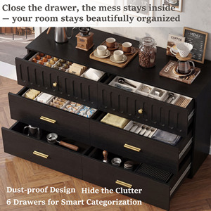 Nouveau design, best-seller : Buffet multifonction en bois pour salon, cuisine et <span class=keywords><strong>salle</strong></span> à manger, <span class=keywords><strong>meuble</strong></span> <span class=keywords><strong>de</strong></span> <span class=keywords><strong>rangement</strong></span> avec 6 tiroirs - Product Image 3
