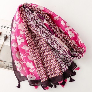 Summer Colorful Geometric Flower Printed Scarf for Women Head <b>Wraps</b> Shawls Lightweight Cotton Voile Floral <b>Beach</b> Cover Scarves - Product Image 3