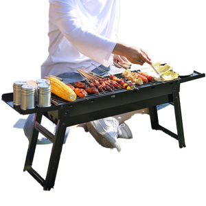 Four à barbecue en acier inoxydable pliable et portable pour jardin, camping, fête, barbecue en plein air avec chariot - Product Image 1