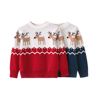 Großhandel Winter Warme O-Ausschnitt Pullover für Jungen und Mädchen Kinder Weihnachten Elch gemusterte Strickwaren