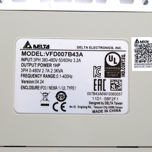 VFD007B43A VFD 1HP 0.75kW 460V 3 เฟส 2.7A เซ็นเซอร์เลส AC ไดรฟ์ปรับความถี่แปรผัน VFD - Product Image 4