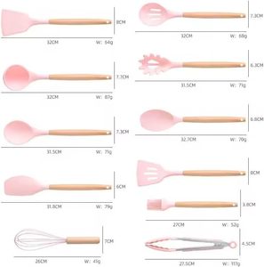 Newest 19-Piece Eco-Friendly <b>Silicone</b> Kitchen Utensil Set Wooden Handles Multifunction Non-Stick Heat Resistant Cooking <b>Tools</b> - Product Image 6